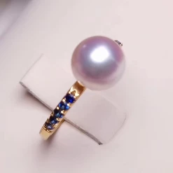 Takaramonobr Princess 8.0-8.5 Mm Japanese Akoya Pearl And Sapphire Ring