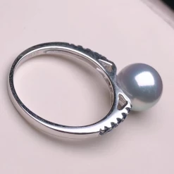 Takaramonobr Princess 8.0-8.5 Mm Japanese Akoya Pearl And Sapphire Ring