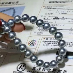 Takaramonobr PLATINUM BLACK | 8.0-11.0 Mm Silver Blue Tahitian South Sea Pearl Necklace | PSL Certificate Blue Pearls