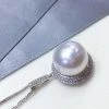 Takaramonobr 13.0-14.0 Mm White South Sea Pearl | Australia White Pearl & Diamond Pendant Mounted On 18K Gold