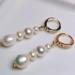 Takaramonobr Freshwater Cultured Pearl Earrings For Women 14kGold-Filled Dangle Earring Freshwater Pearls