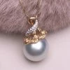 Takaramonobr Pearl Pendants 14.0-15.0 Mm White South Sea Pearl | Australia White Pearl & Diamond Pendant Mounted On 18K Gold