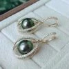 Takaramonobr Infinity Love 9.0-10.0 Mm Tahitian Peacock Pearl Dangle Earrings Mounted On 18K Gold With Diamonds Different Pearl Type In Same Style