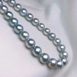 Takaramonobr Akoya Pearls Natural-Color | 9.5-10.0 Mm Japanese Silver-Blue Akoya Pearl Necklace - PSL Certificate