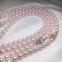 Takaramonobr 7.0-7.5 Mm Japanese Akoya White Pearl Adjustable 24 Inch Matinee Length Necklace Akoya Pearls