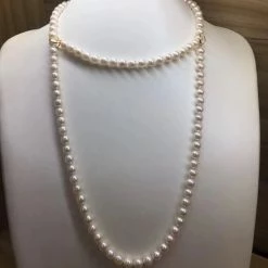 Takaramonobr 7.0-7.5 Mm Japanese Akoya White Pearl Adjustable 24 Inch Matinee Length Necklace Akoya Pearls