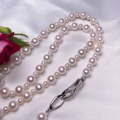 Takaramonobr Akoya Pearls 24" Matinee Length Japanese AA White Akoya Pearl Necklace