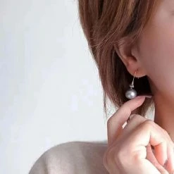 Takaramonobr 11.0-12.0 Mm Silver-Blue Tahitian Pearl Stiletto Diamonds Pearl Earrings