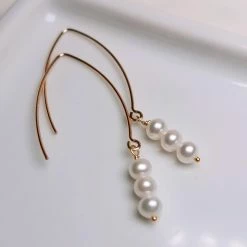 Takaramonobr Natural Freshwater Cultured Pearl Dangle Earrings Handmade Jewelry For Women