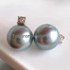 Takaramonobr Forever Elegant 10.0-11.0 Mm Tahitian Silver Blue Pearl & Diamond Stud Earrings/Pendant In 18K Gold Blue Pearls