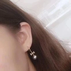 Takaramonobr Blue Pearls Passion 9.0-10 Mm Tahitian Silver Blue Pearl & Diamond Dangle Earrings