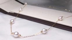 Takaramonobr 6.5-7.0 Mm Japanese Akoya Pearl 18K Gold Tin Cup Necklace