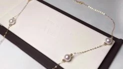 Takaramonobr 6.5-7.0 Mm Japanese Akoya Pearl 18K Gold Tin Cup Necklace