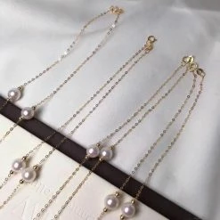 Takaramonobr 6.5-7.0 Mm Japanese Akoya Pearl 18K Gold Tin Cup Necklace