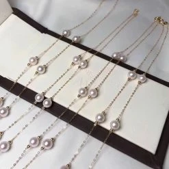 Takaramonobr 6.5-7.0 Mm Japanese Akoya Pearl 18K Gold Tin Cup Necklace