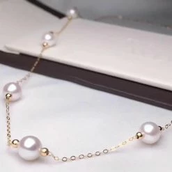 Takaramonobr 6.5-7.0 Mm Japanese Akoya Pearl 18K Gold Tin Cup Necklace