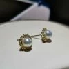Takaramonobr Akoya Pearls Sparkling 6.5-7.0 Mm White Akoya Pearl Stud Earrings Mounted On 18K Yellow Gold
