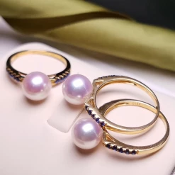 Takaramonobr Princess 8.0-8.5 Mm Japanese Akoya Pearl And Sapphire Ring