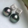 Brand new π― Takaramonobr Offset Square 10.0-11.0 Mm Black Green Tahitian Pearl & Diamond Stud Earrings β 2 Takaramonobr Offset Square 10.0-11.0 Mm Black Green Tahitian Pearl & Diamond Stud Earrings