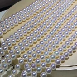 Takaramonobr 7.5-8.0 Mm Natural Color Untreated Snow White Akoya Pearl Necklace