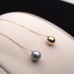 Takaramonobr 7.5-8.0 Mm Japanese Silver-Blue Akoya Pearl Threader Earrings In 18K Gold Akoya Pearls