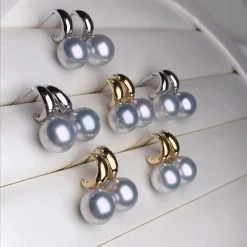 Takaramonobr Akoya Pearls 8.0-8.5 Mm Silver-Blue Akoya Pearl Earrings Mounted On 18K Gold