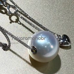 Takaramonobr 12.0-13.0 Mm White South Sea Floating Pearl Pendant In 18-Karat White Gold