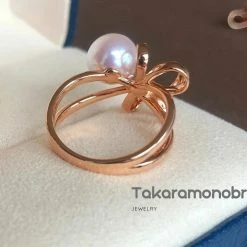Takaramonobr 8.5-9.0 Mm Knot White Round Akoya Pearl Earrings/Ring/Pendant/Set Akoya Pearls