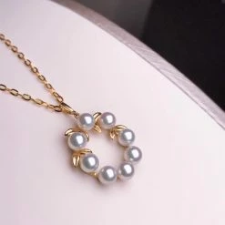 Takaramonobr Akoya Pearls Grape 4.0-5.0 Mm Silver-Blue Grey Baby Akoya Pearl Pendant Mounted On G18K