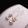 Takaramonobr G18k Orchid Design Akoya Dangle Pearl Earrings In Pinched Wire Craft, 8.5-9.0 Mm Akoya Pearls