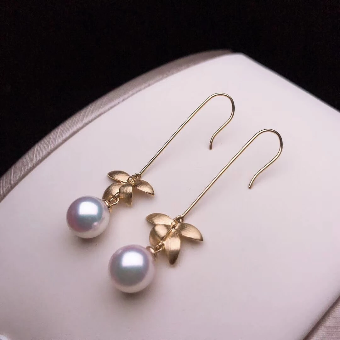 Discount ๐ Takaramonobr G18k Orchid Design Akoya Dangle Pearl Earrings In Pinched Wire Craft, 8.5-9.0 Mm Akoya Pearls ๐ 3 Takaramonobr G18k Orchid Design Akoya Dangle Pearl Earrings In Pinched Wire Craft, 8.5-9.0 Mm Akoya Pearls