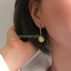 Best Sale ❤️ Takaramonobr Waterdrops 13.0-14.0 Mm Golden South Sea Pearl Earrings In Gold With Diamonds 🛒 21 Takaramonobr Waterdrops 13.0-14.0 Mm Golden South Sea Pearl Earrings In Gold With Diamonds
