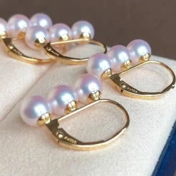 Takaramonobr Akoya Pearls 5.0-5.5 Mm White Akoya Tri-Pearl Pearl Hoops Earrings Mounted On 18K Gold