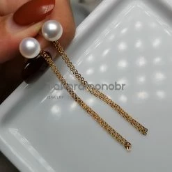 Takaramonobr 7.0-8.0 Mm White Freshwater Pearl Tassels Earrings Freshwater Pearls