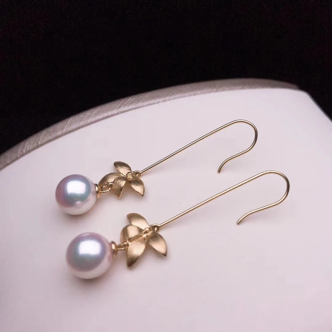 Discount ๐ Takaramonobr G18k Orchid Design Akoya Dangle Pearl Earrings In Pinched Wire Craft, 8.5-9.0 Mm Akoya Pearls ๐ 4 Takaramonobr G18k Orchid Design Akoya Dangle Pearl Earrings In Pinched Wire Craft, 8.5-9.0 Mm Akoya Pearls