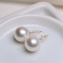 Takaramonobr 9.0-10.0 Mm White Freshadama Freshwater Pearl Stud Earrings