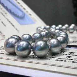 Takaramonobr OCEAN BLUE | 11.0-13.0 Mm Silver Blue Tahitian True Round Pearl Necklace | PSL Certificate