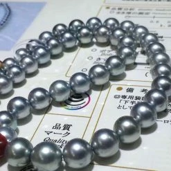 Takaramonobr PLATINUM BLACK | 8.0-11.0 Mm Silver Blue Tahitian South Sea Pearl Necklace | PSL Certificate Blue Pearls