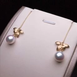 Discount ๐ Takaramonobr G18k Orchid Design Akoya Dangle Pearl Earrings In Pinched Wire Craft, 8.5-9.0 Mm Akoya Pearls ๐ 11 Takaramonobr G18k Orchid Design Akoya Dangle Pearl Earrings In Pinched Wire Craft, 8.5-9.0 Mm Akoya Pearls