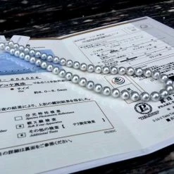 Brand new ❤️ Takaramonobr MADAMA | 8.0-8.5 Mm Natural Silver-Blue Akoya Pearl Necklace - PSL Certificate ✔️ 15 Takaramonobr MADAMA | 8.0-8.5 Mm Natural Silver-Blue Akoya Pearl Necklace - PSL Certificate