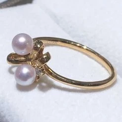 Hot Sale ✨ Takaramonobr Ribbons 4.0-4.5 Mm Japanese Akoya Pearl & Diamond Ring In 18K Yellow Gold ⭐ 14 Takaramonobr Ribbons 4.0-4.5 Mm Japanese Akoya Pearl & Diamond Ring In 18K Yellow Gold
