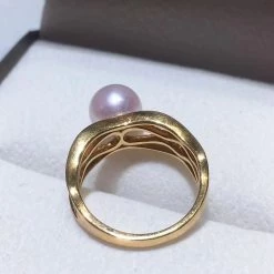 Takaramonobr Textured Interwoven 8.0-8.5 Mm White Akoya Pearl & Diamond Ring In 18K Yellow Gold