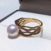 Takaramonobr Textured Interwoven 8.0-8.5 Mm White Akoya Pearl & Diamond Ring In 18K Yellow Gold