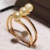 Takaramonobr Tri-Pearl 4.5-5.0 Mm Light Golden Akoya Pearl Ring In 18K Yellow Gold