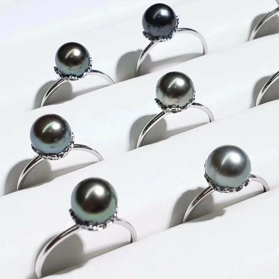 Cheap 🔥 Takaramonobr 7.0-8.0 Mm AAA Tahitian Black Pearl Ring In 18-Karat White Gold Black Pearls ❤️ 6 Takaramonobr 7.0-8.0 Mm AAA Tahitian Black Pearl Ring In 18-Karat White Gold Black Pearls
