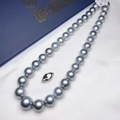 Takaramonobr TERI Strongest Series | 11.0-14.0 Mm Aurora Ocean Blue Tahitian Pearl Necklace | Pearl Science Laboratory Appraisal Certificate
