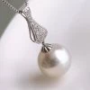 Takaramonobr 13.0-14.0 Mm White South Sea Pearl & Diamond Pendant Mounted On 18-Karat White Gold