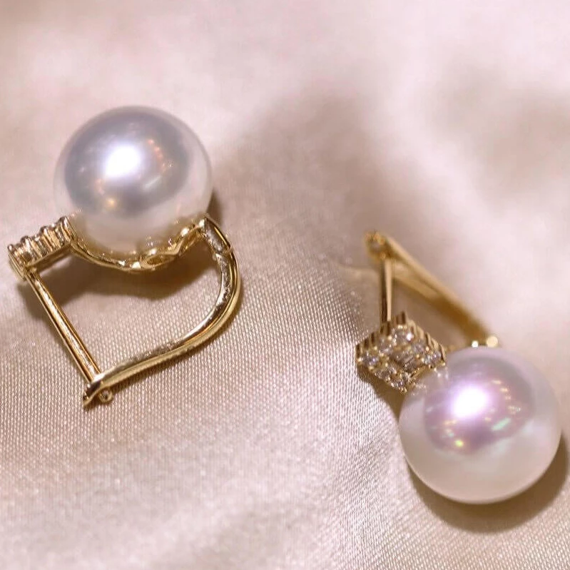 Discount ❤️ Takaramonobr Pearl Earrings Laura 10.0-11.0 Mm White South Sea Pearl Loop Earrings In Gold With Diamonds ⌛ 5 Takaramonobr Pearl Earrings Laura 10.0-11.0 Mm White South Sea Pearl Loop Earrings In Gold With Diamonds