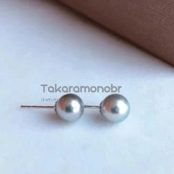 Takaramonobr Japanese Silver-Blue Akoya Pearl Stud Earrings In 18-Karat Gold Akoya Pearls