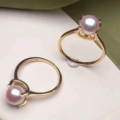 Takaramonobr Akoya Pearls Intense Gold Nested Akoya Pearl Ring, 7.0-7.5mm